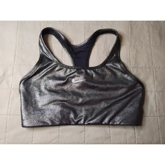 Nike Women's Small 3pc Bundle Sports Bras Star Print Top Black Silver Set - Picture 2 of 14